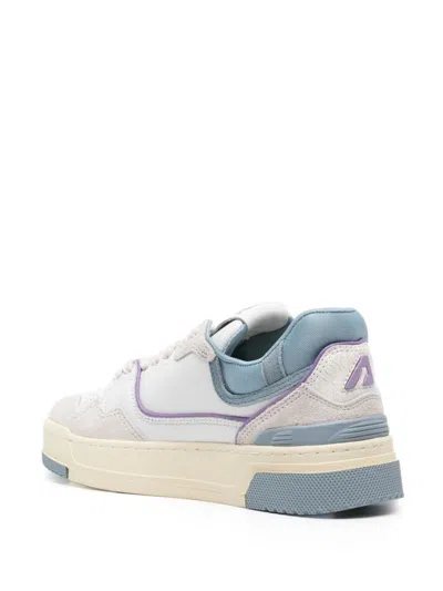 Shop Autry Clc Panelled Leather Sneakers In Wht/street/englav