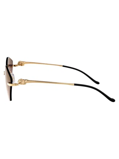 Shop Cartier Sunglasses In 004 Gold Gold Blue