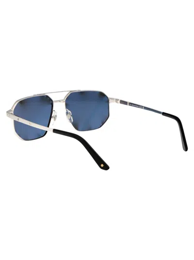 Shop Cartier Sunglasses In 002 Silver Silver Blue