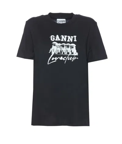 Shop Ganni T-shirts And Polos In Black