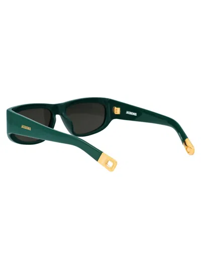 Shop Jacquemus Sunglasses In 03 Green/ Yellow Gold/ Grey