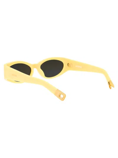 Shop Jacquemus Sunglasses In 04 Yellow/ Yellow Gold/ Green