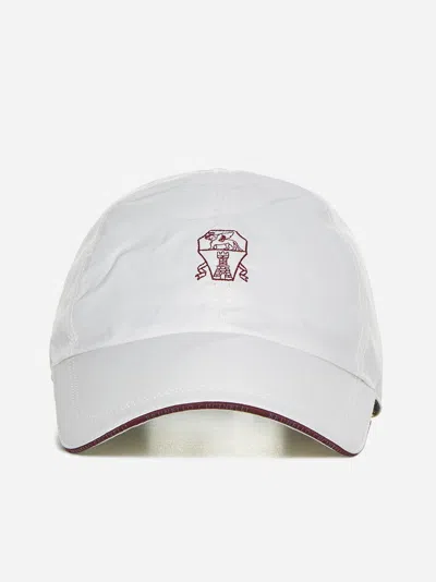 Shop Brunello Cucinelli Logo Nylon Baseball Cap In White