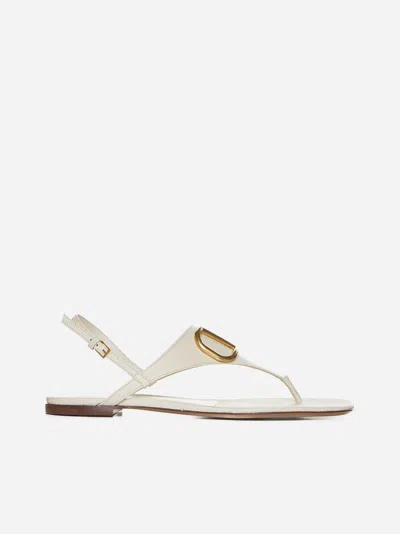 Shop Valentino Vlogo Signature Leather Sandals In Ivory