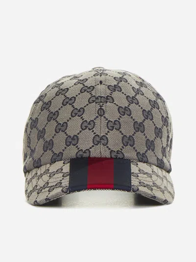 Shop Gucci Original Gg Fabric Baseball Cap In Beige,blue