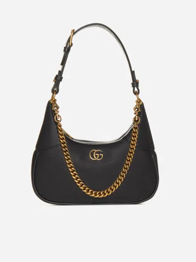 Shop Gucci Aphrodite Small Leather Bag In Black