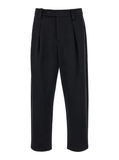 Shop Apc 'renato' Black Pants With Pences In Cotton And Linen Man