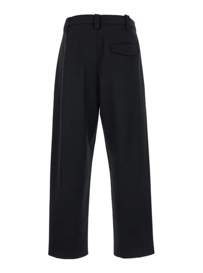 Shop Apc 'renato' Black Pants With Pences In Cotton And Linen Man