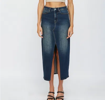 Mica Denim Midi With Front Slit Skirt In Rafferty In Multi