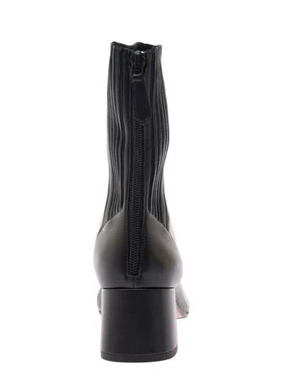 Shop Aquazzura 'saint Honorè' Black Bootie With Block Heel In Smooth Leather Woman