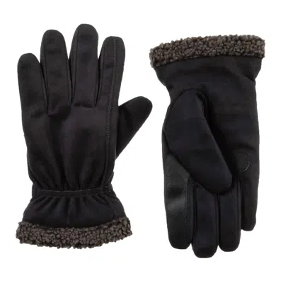 Isotoner Men's Recycled Microsuede And Berber Glove In Black In Black