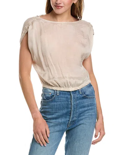 Shop Bella Dahl Shirred Shoulder Keyhole Back T-shirt In White