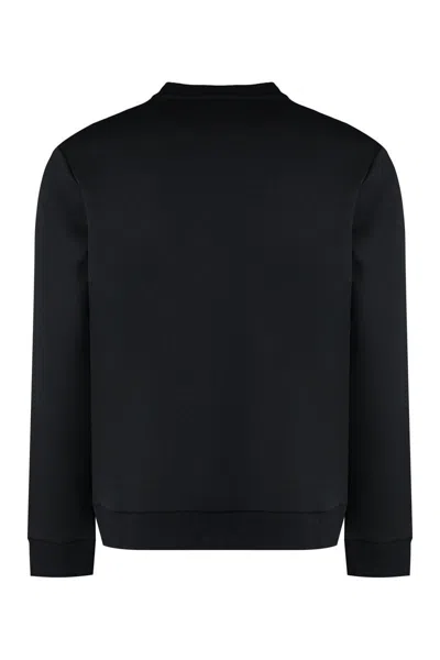 Shop Hugo Boss Boss Cotton Crew-neck Sweatshirt In Black