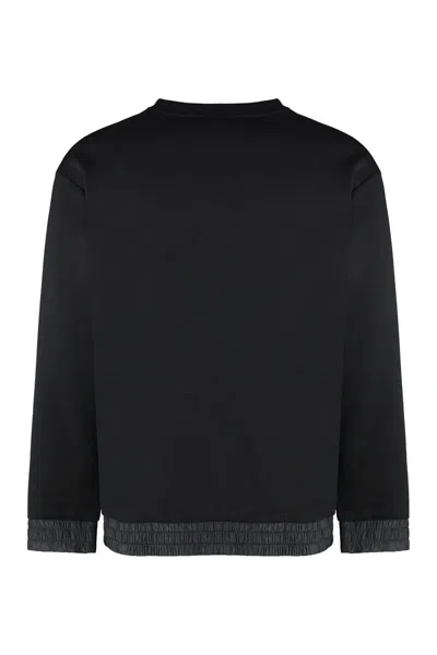 Hugo Boss Boss Cotton Blend Crew-neck Sweatshirt In Black
