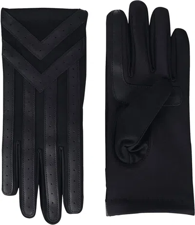 Isotoner Men's Heritage Woven Stretch Glove With Appliques In Black In Black