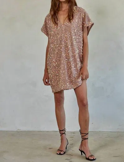 By Together Falling Stars Dress In Rose Gold In Multi