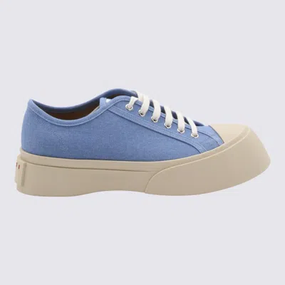 Shop Marni Light Blue Leather Sneakers