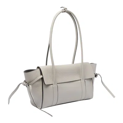 Mulberry Leather Textured Shoulder Bag With Double Handles In Grey