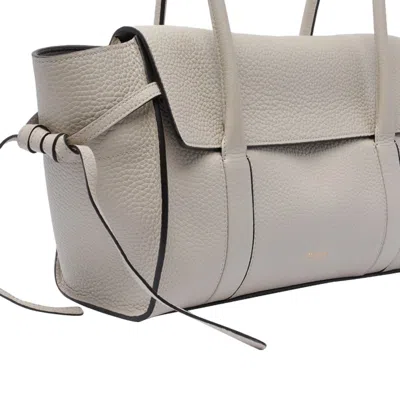 Mulberry Leather Textured Shoulder Bag With Double Handles In Grey