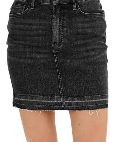 Shop Judy Blue High Waist Release Hem Skirt In Washed Black