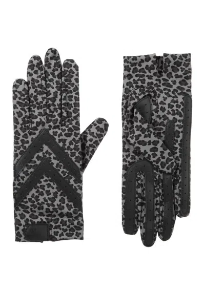 Isotoner Women's Smartdri Chevron Shortie Touchscreen Gloves In Grey Leopard In Grey