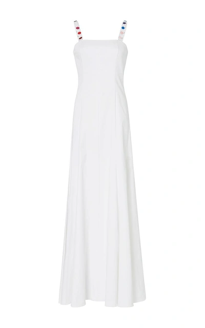 Shop Rosie Assoulin Gazelle White Cotton Gown With Multicolored Button Detail