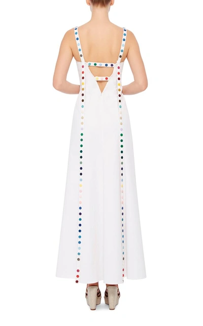 Shop Rosie Assoulin Gazelle White Cotton Gown With Multicolored Button Detail