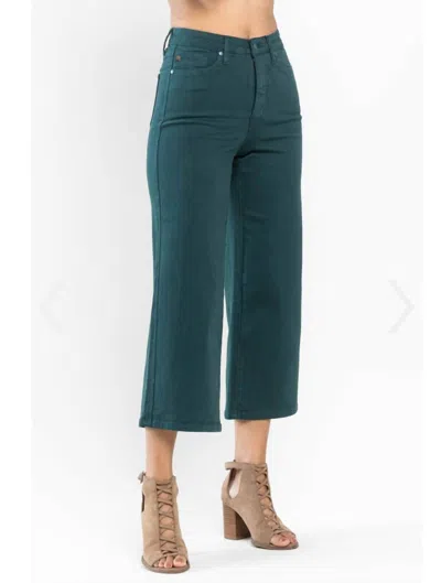 Shop Judy Blue Women's Wide Leg Crop Jean In Emerald In Green