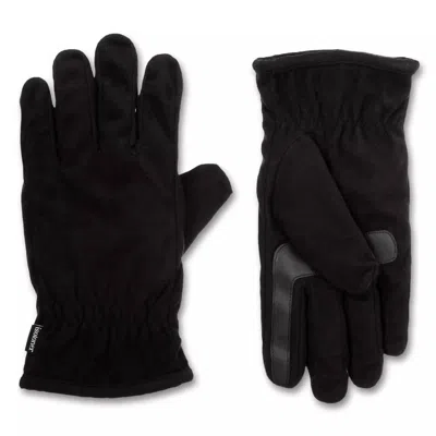 Isotoner Men's Active Stretch Glove With Gathered Wrist In Black In Black