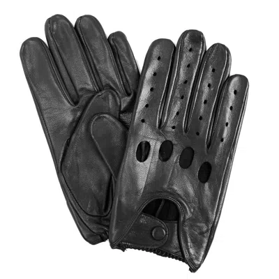 Isotoner Signature Men's Smooth Leather Driving Gloves In Black In Black