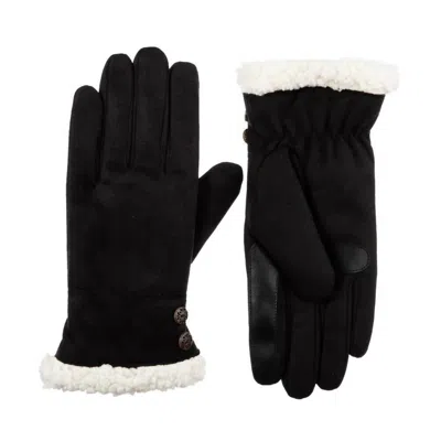 Isotoner Women's Microsuede Touchscreen Gloves In Black In Black