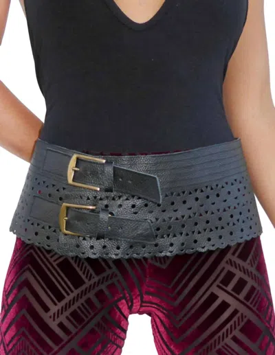 Hipstirr Cheri Lace Skirt Belt In Black In Black