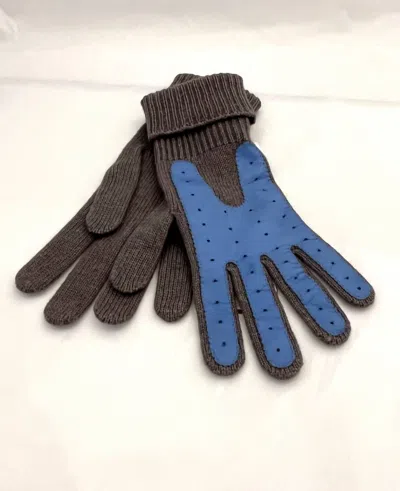 Shop Alpo 1910 Knitted Leather Gloves In Blue
