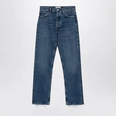 Shop Agolde Pinch Waist 90's Ribbed Denim Jeans In Blue