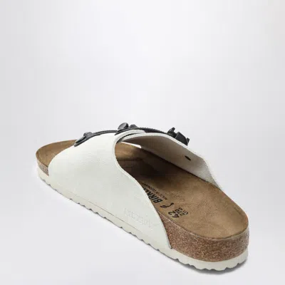 Shop Birkenstock Slide Zürich Tech Antique In Suede In White