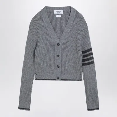Shop Thom Browne Ribbed Cardigan In In Grey