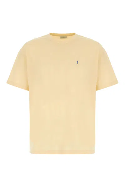 Shop Saint Laurent Cotton Piqué T-shirt In Yellow