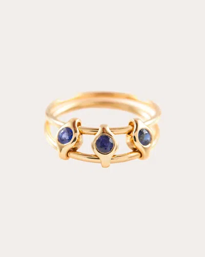 Shop Yi Collection Women's Sapphire Orbit Ring 18k Gold In Blue