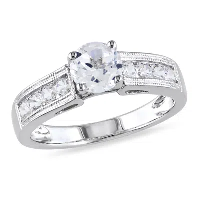 Mimi & Max Created White Sapphire Engagement Ring In Sterling Silver In White