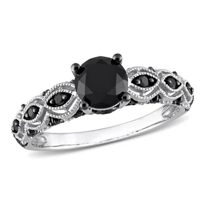 Mimi & Max 1 1/4ct Tw Black Diamond Engagement Ring In 10k White Gold In Black