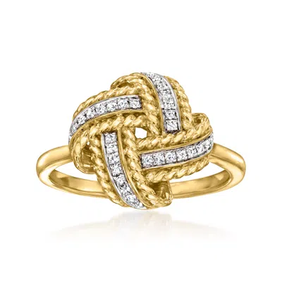 Shop Ross-simons Diamond Love Knot Ring In 18kt Gold Over Sterling In White