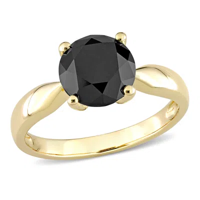Mimi & Max 3ct Tw Black Diamond Solitaire Engagement Ring In 10k Yellow Gold In Black