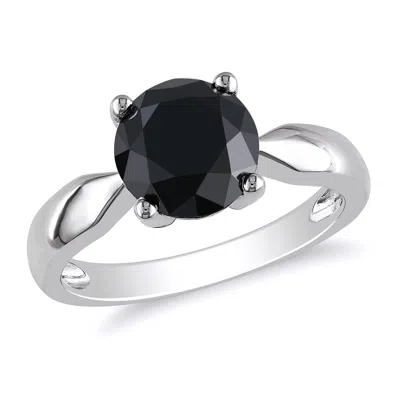 Mimi & Max 3ct Tw Black Diamond Solitaire Engagement Ring In 10k White Gold In Black