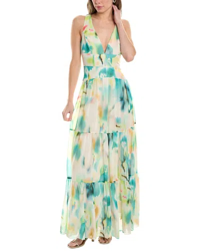 Shop Liv Foster Chiffon Tiered Gown In Green