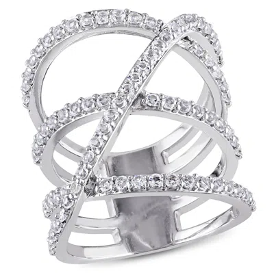 Mimi & Max White Topaz Crossover Split Shank Ring In Sterling Silver In White