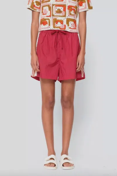 Sea Avery Crochet Edge Shorts In Red In Red