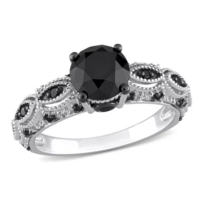 Mimi & Max 2ct Tw Black Diamond Engagement Ring In 10k White Gold In Black