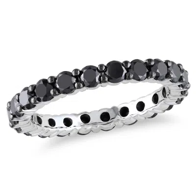 Mimi & Max 2ct Tw Black Diamond Eternity Ring In 14k White Gold With Black Rhodium In Black