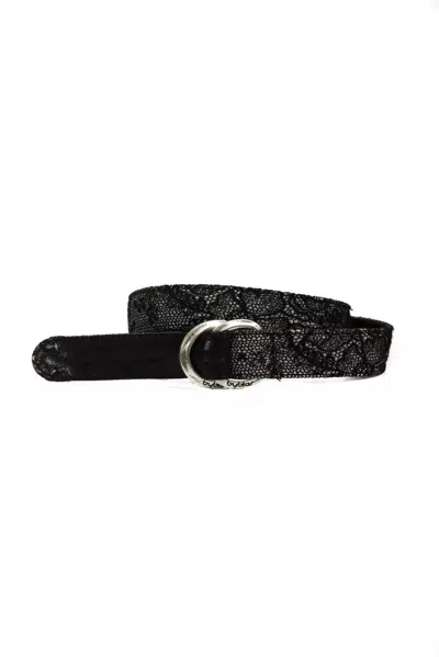 Shop Byblos Elegant Textu Weave Leather Women's Belt In Black