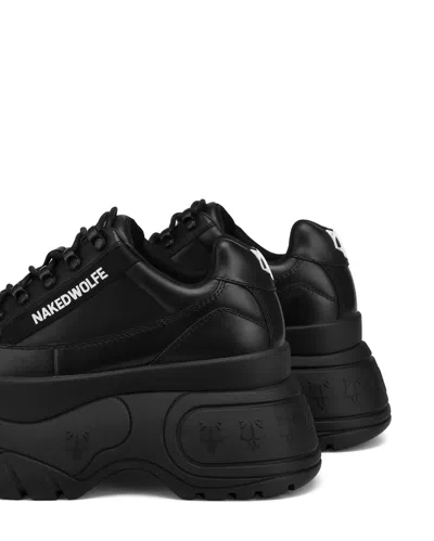 Naked Wolfe Black Sporty 70 Platform Leather Sneakers
